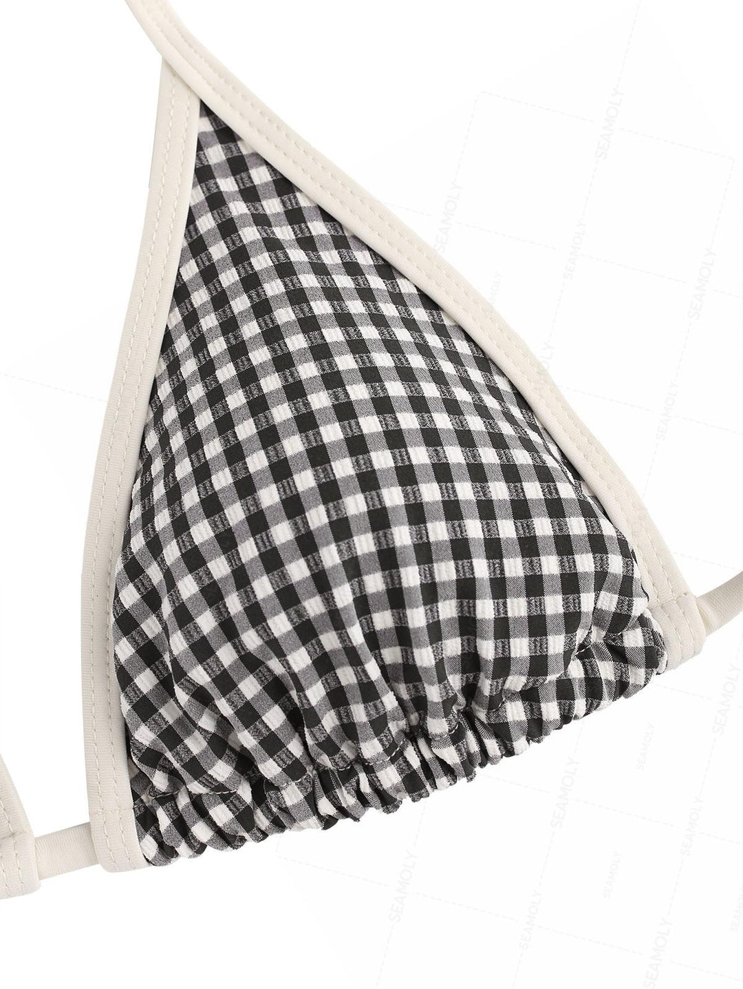 Seamolly Gingham Layered Peplum Halter Triangle Skirtini Bikini Set