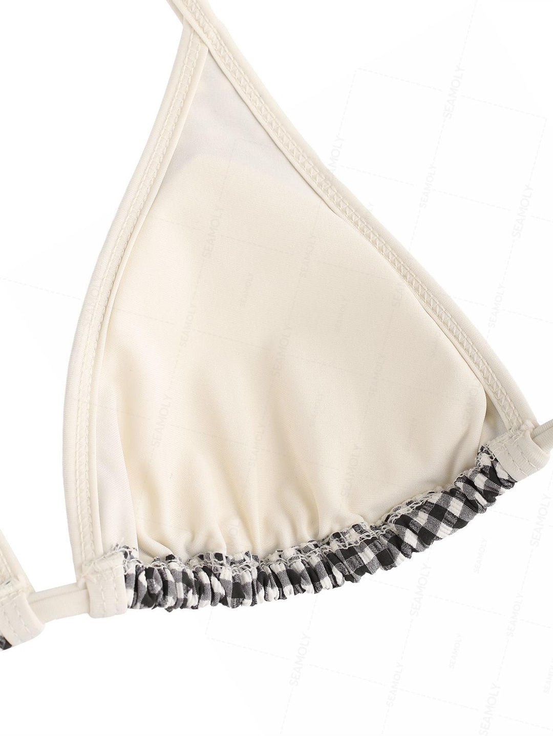 Seamolly Gingham Layered Peplum Halter Triangle Skirtini Bikini Set