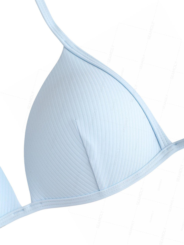 Seamolly Y2K Ribbed Hard Cups Support Cinched Foldover Boyshorts Bikini Set