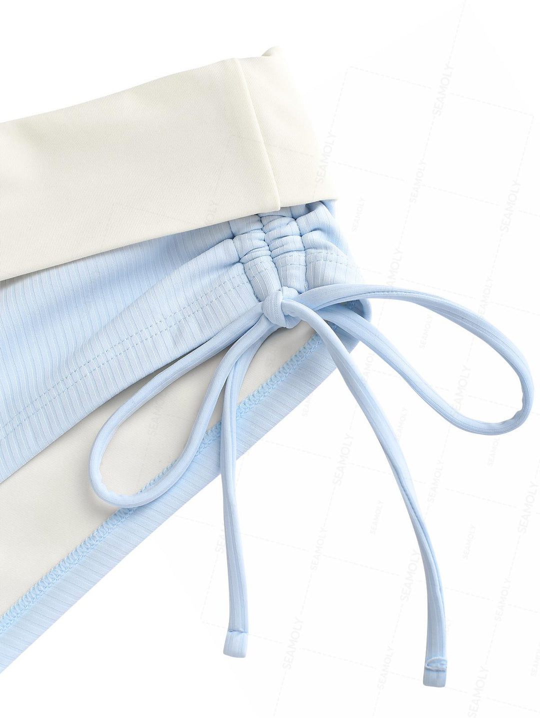 Seamolly Y2K Ribbed Hard Cups Support Cinched Foldover Boyshorts Bikini Set