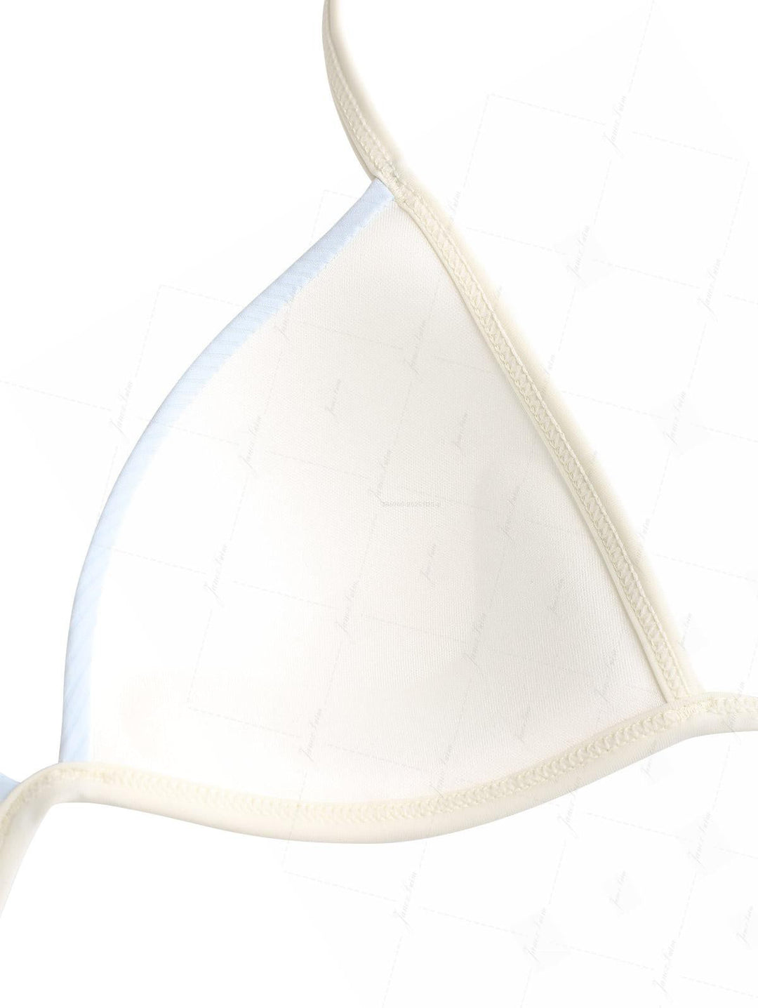 Light Blue Contrast Binding Ribbed Knit Halter Triangle Push Up Bikini Set