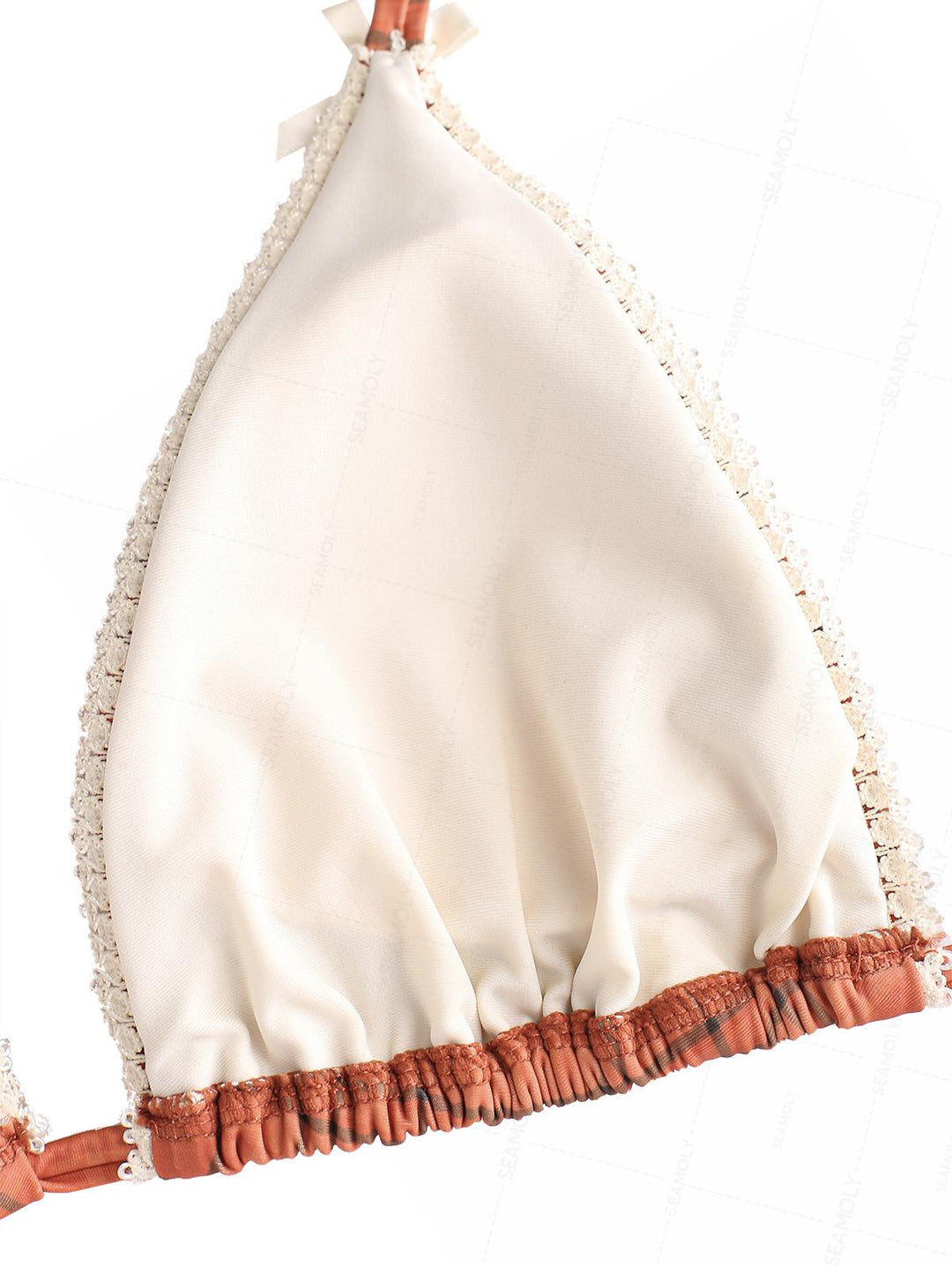 Seamolly Vintage Plaid Lace Bowknot Cheeky Bikini Set