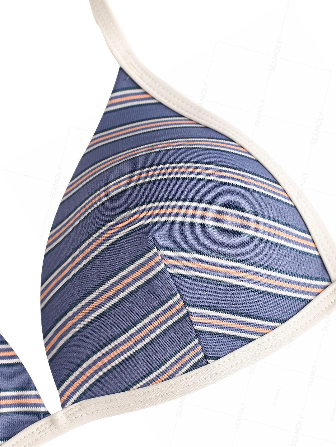 Seamolly Ribbed Knit Striped Molded Cups Support Peplum Skirtini Bikini Set