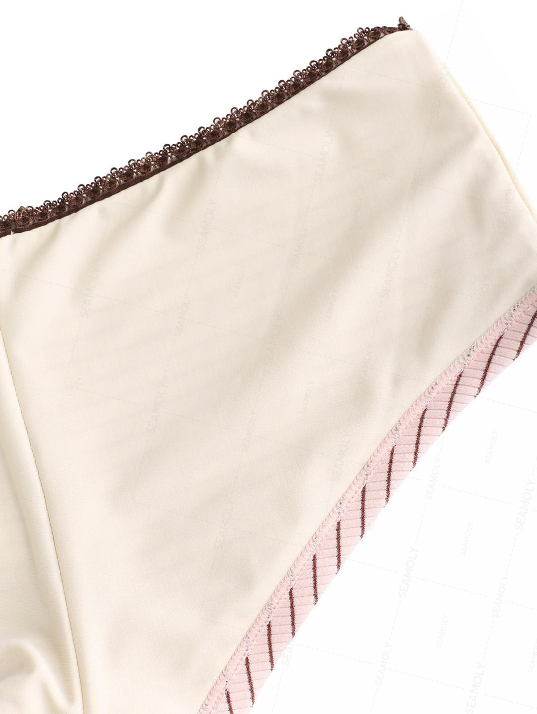 Seamolly Striped Lace Bowknot Swim Bottom Bikini Boyshorts