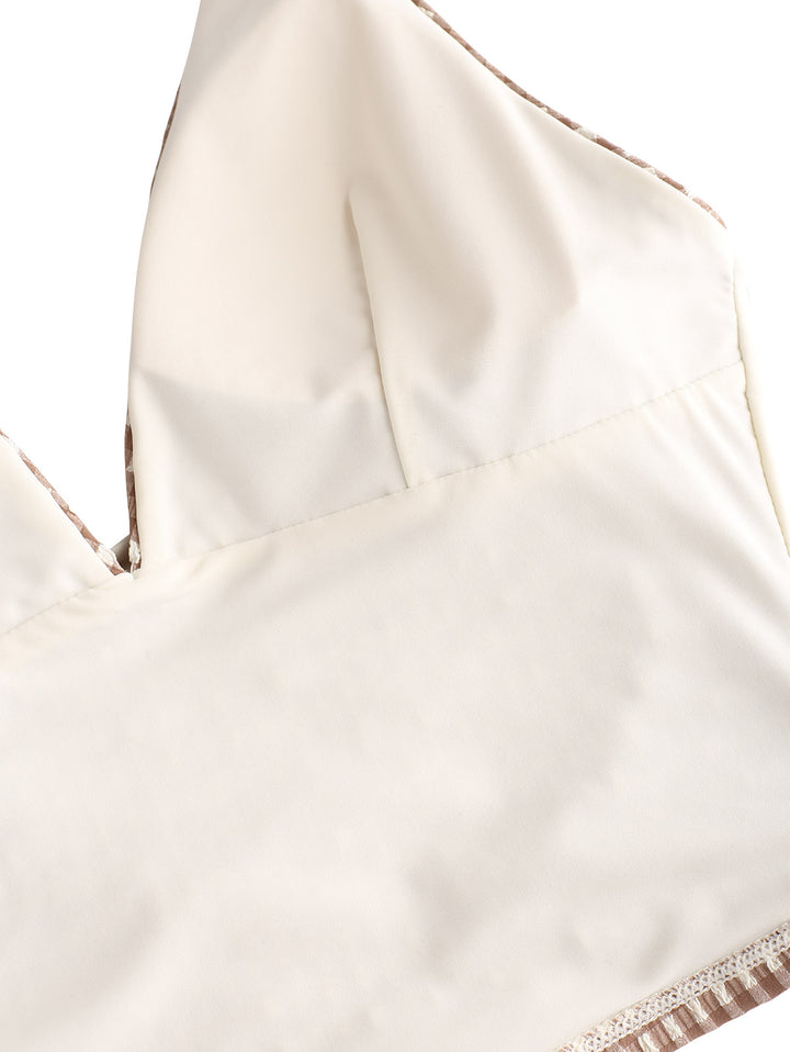 Seamolly 1950s Pin-Up Retro Vintage Gingham Halter Tank Top & Ruched Boyshorts Bottom Tankini Set