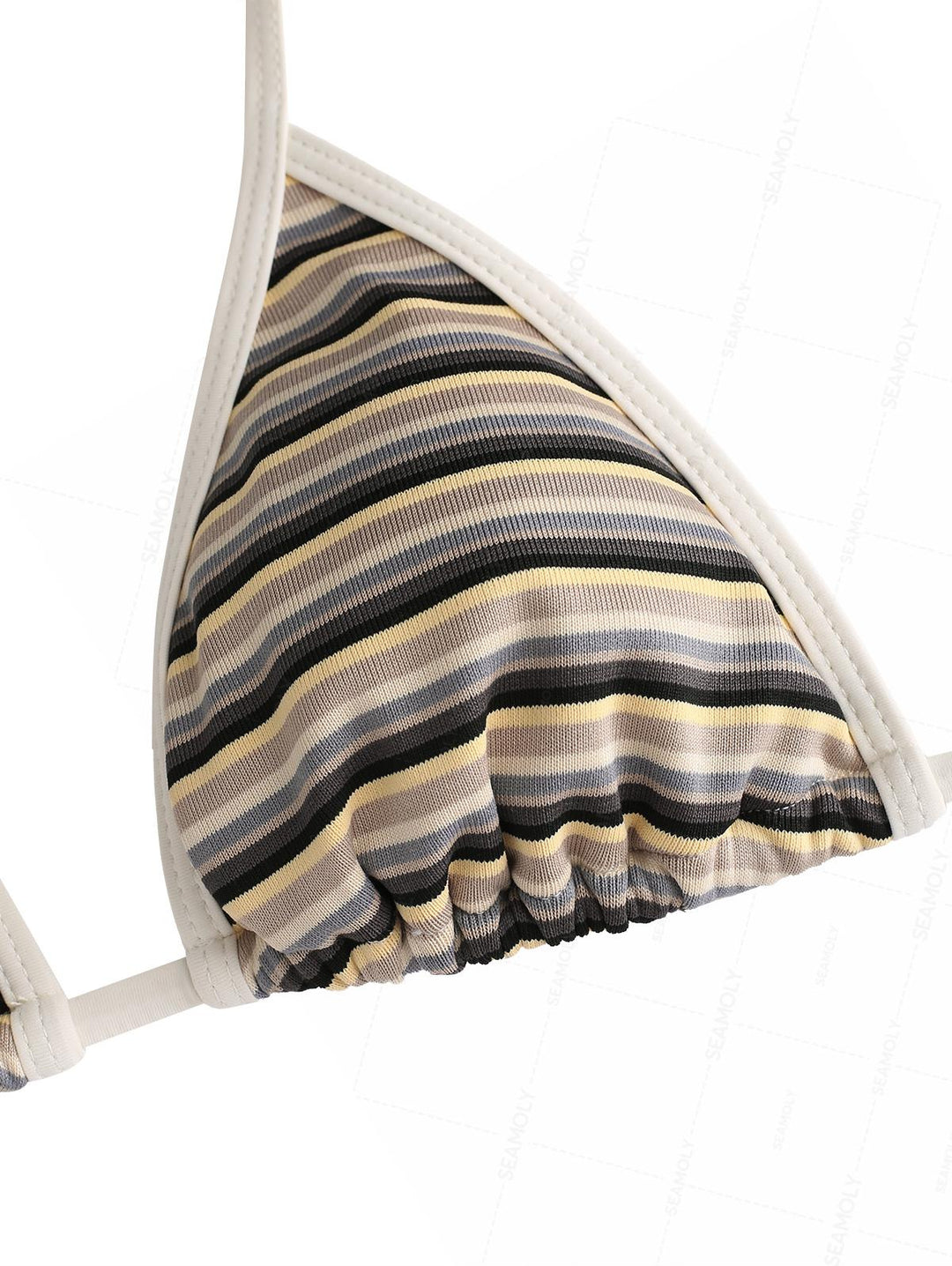 Seamolly Striped Peplum Halter Triangle Skirtini Bikini Set