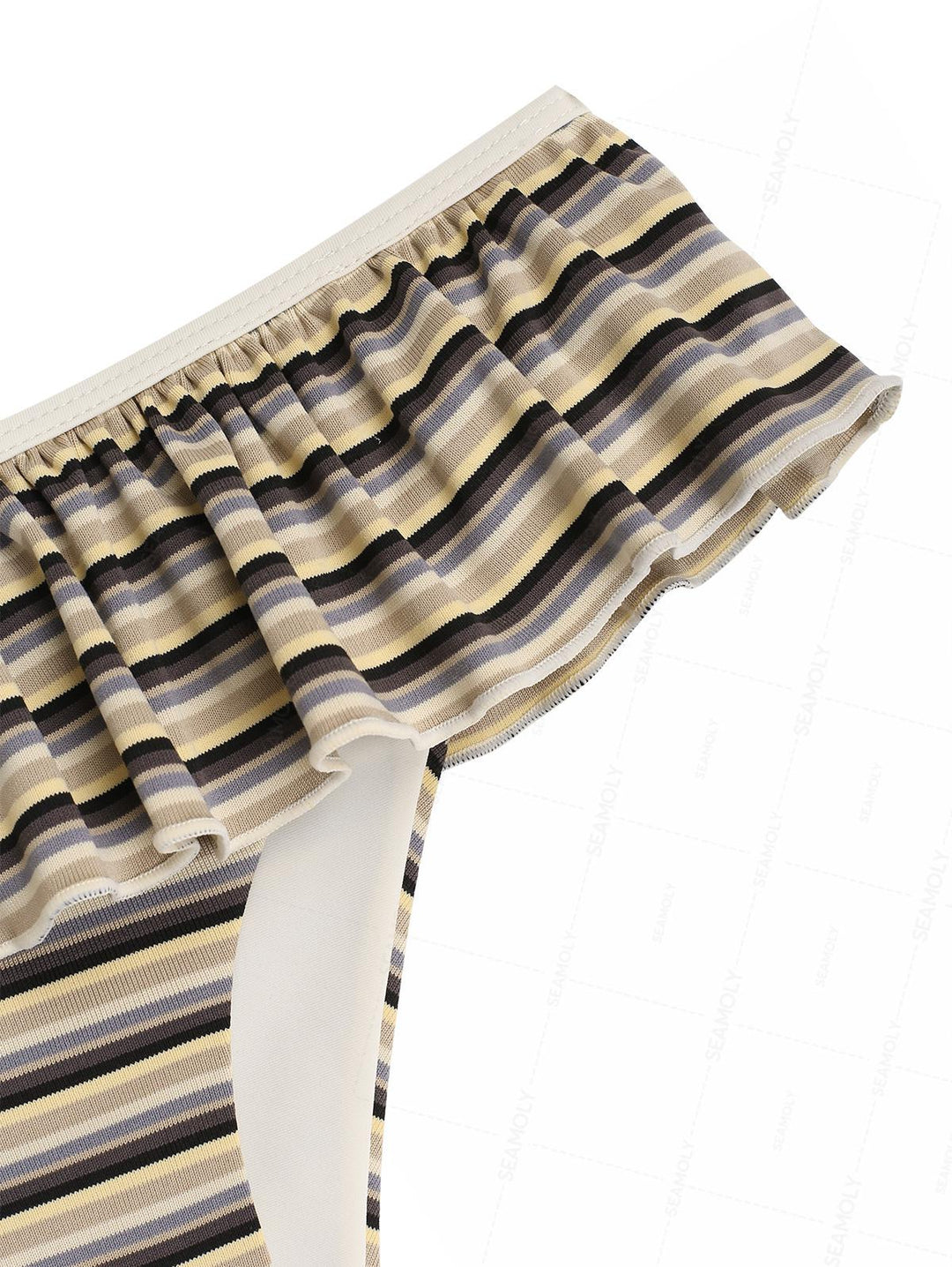 Seamolly Striped Peplum Halter Triangle Skirtini Bikini Set