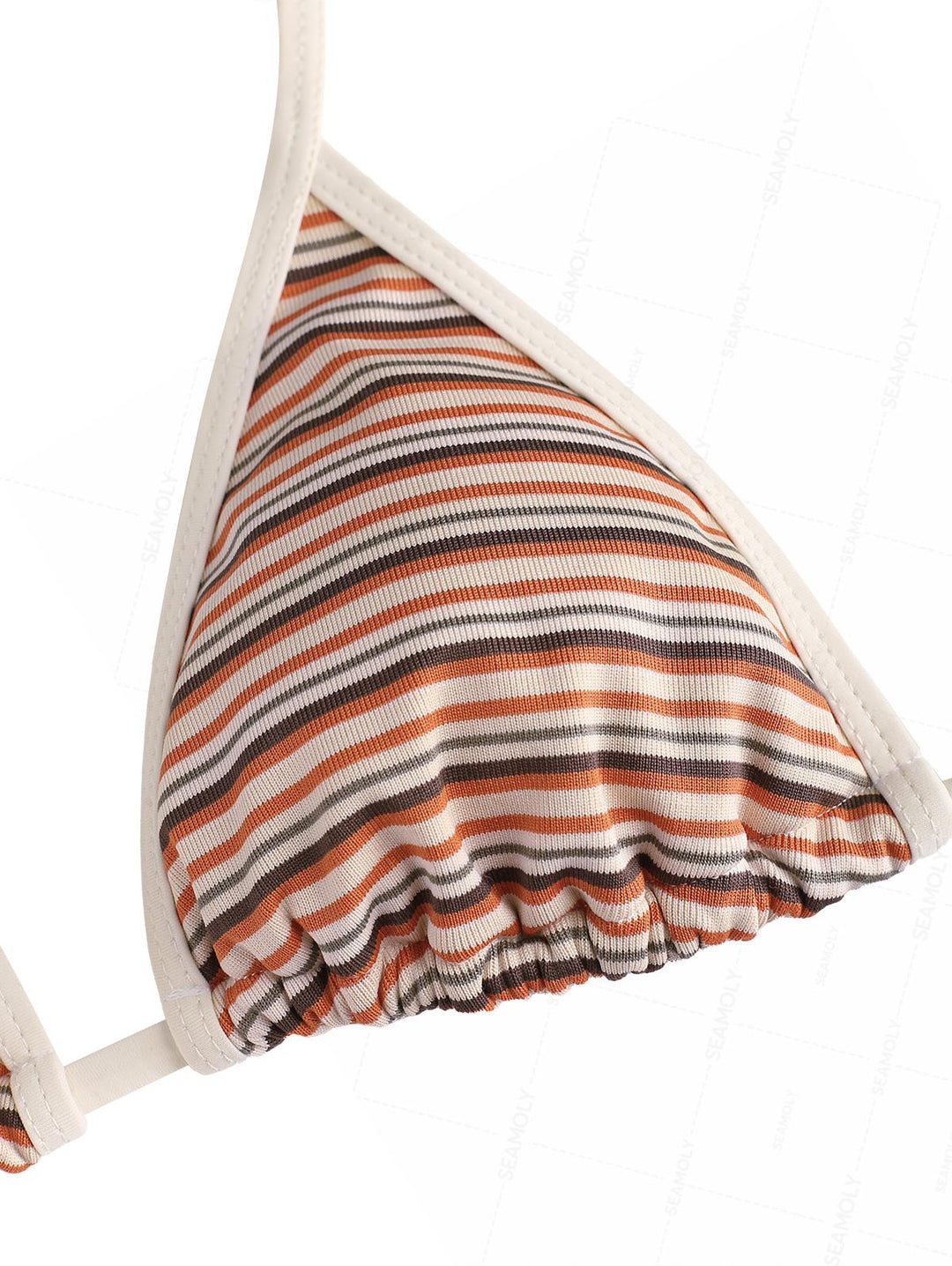 Seamolly 3 Piece Striped Triangle Top & Skirted Bottom & Cheeky Boyshort Bikini Set