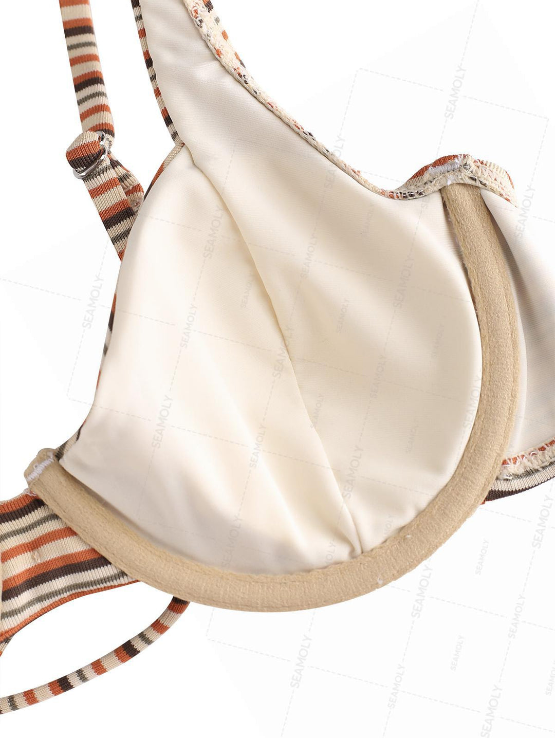 Seamolly Striped Bowknot Underwire High Leg Bikini Set