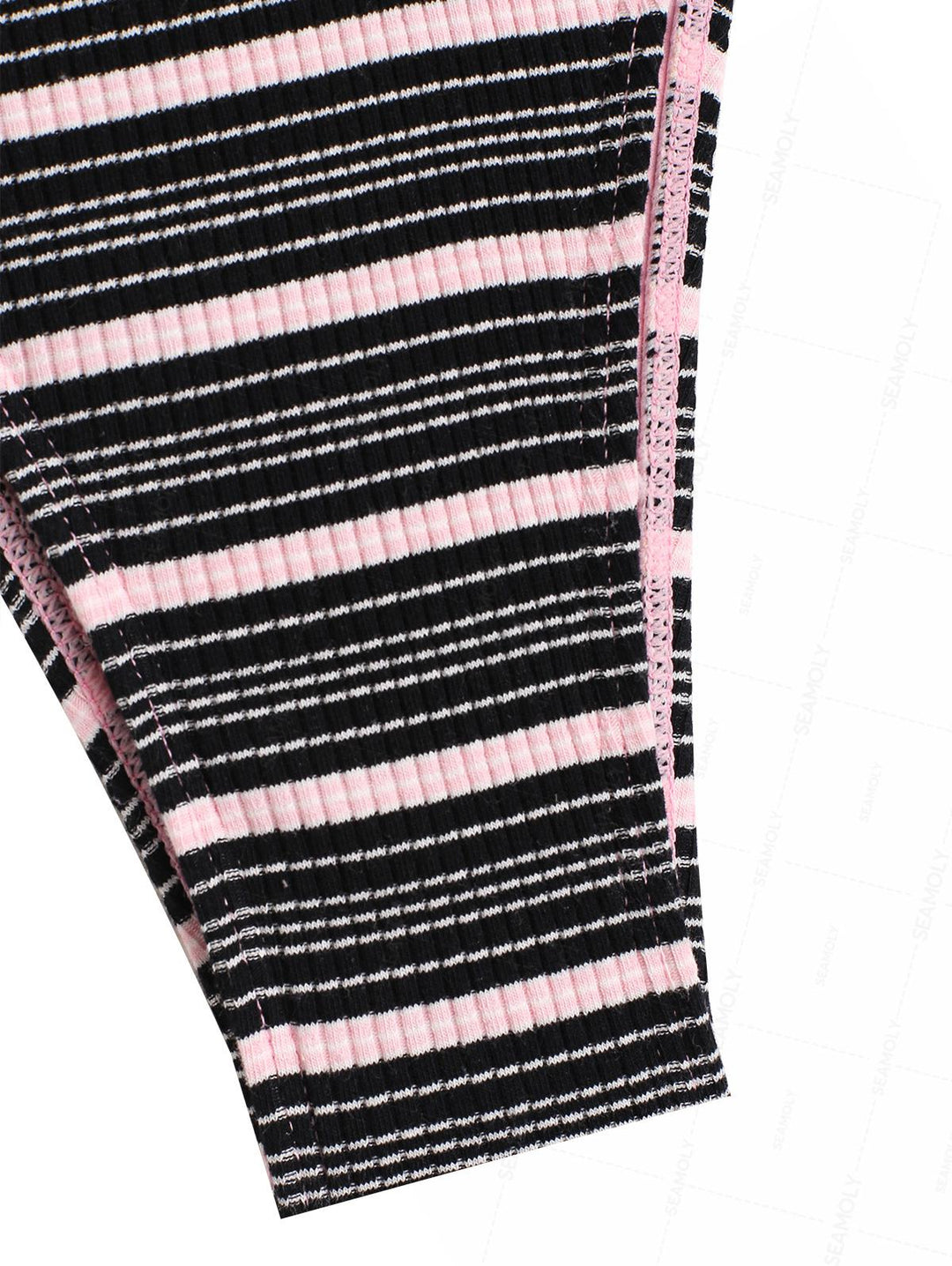 Seamolly Striped Bowknot Plunging Neck Halter Tie Side Tankini Set