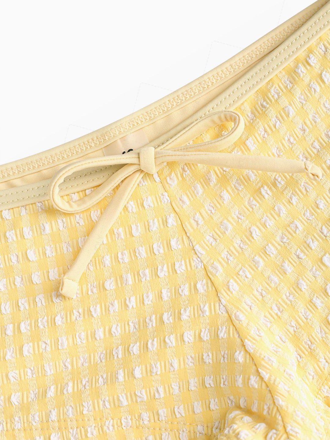 Seamolly Gingham Textured Bowknot Bralette Boyshorts Bikini Set