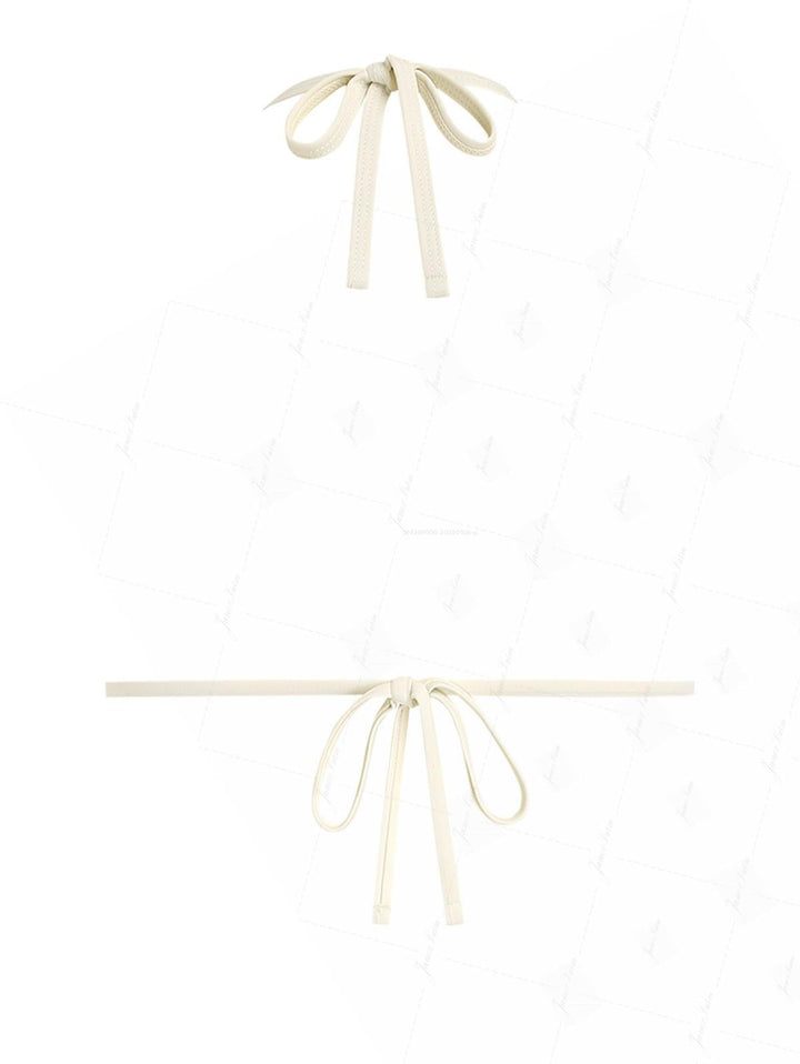 Black Polka Dot Contrast Binding Halter Triangle Bikini Top