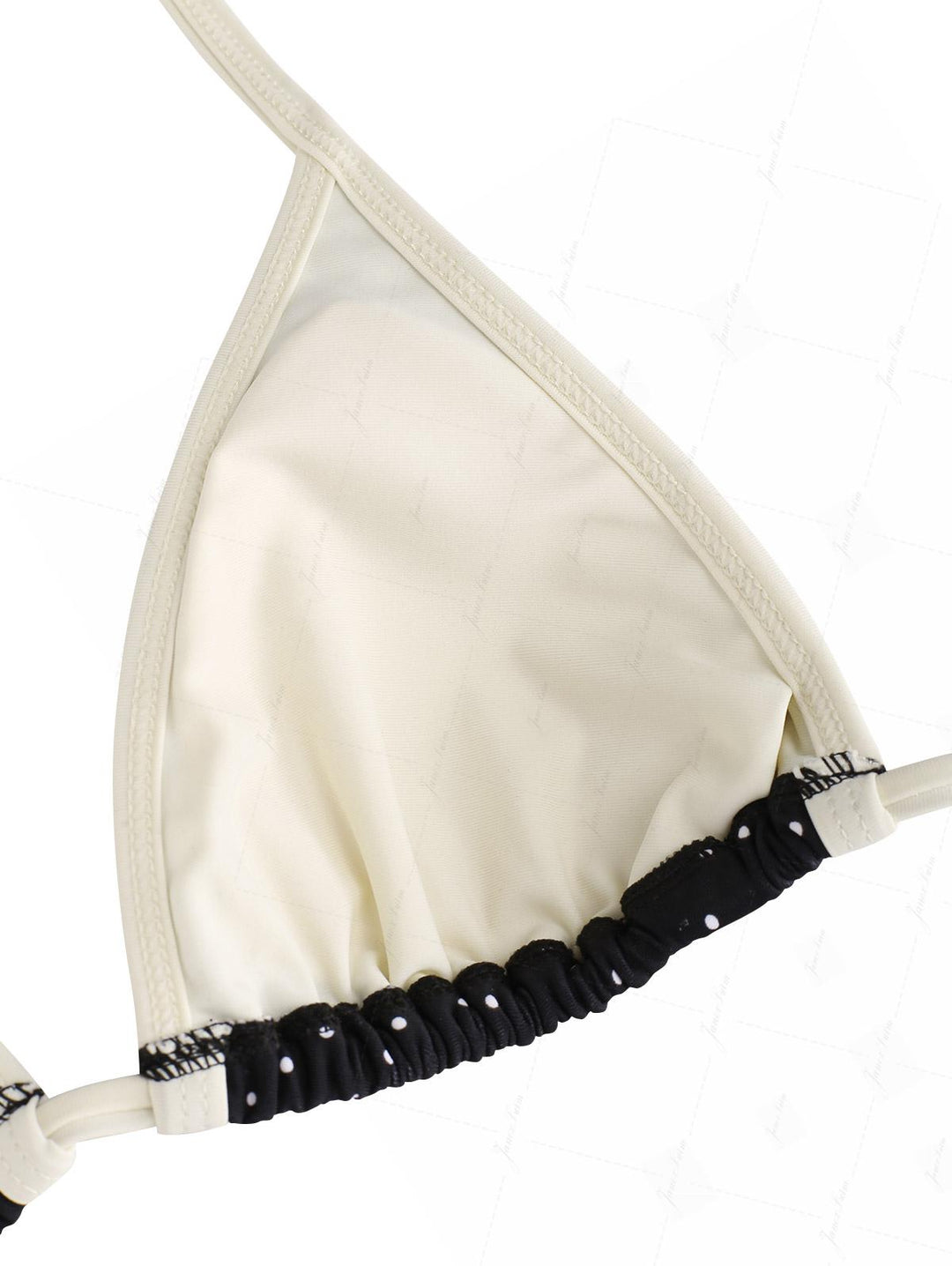 Black Polka Dot Contrast Binding Halter Triangle Bikini Set