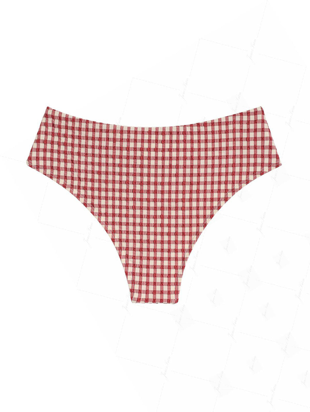 Pomegranate Red Gingham Grommet Lace Up Bikini Bottom