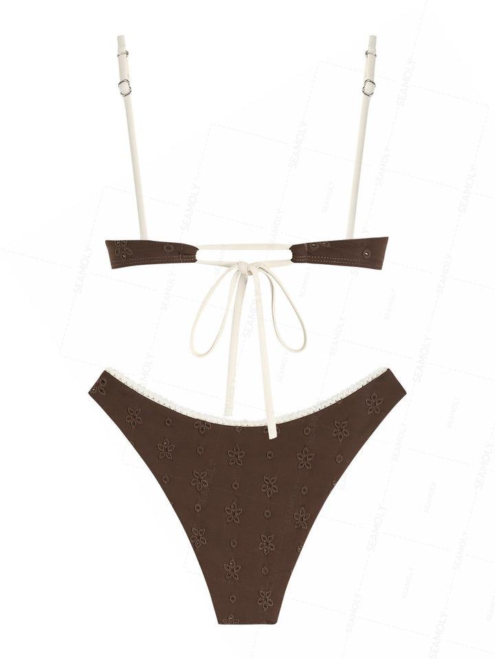 Seamolly Recycled Fabric Jacquard Hanky Hem Cheeky Tankini Set