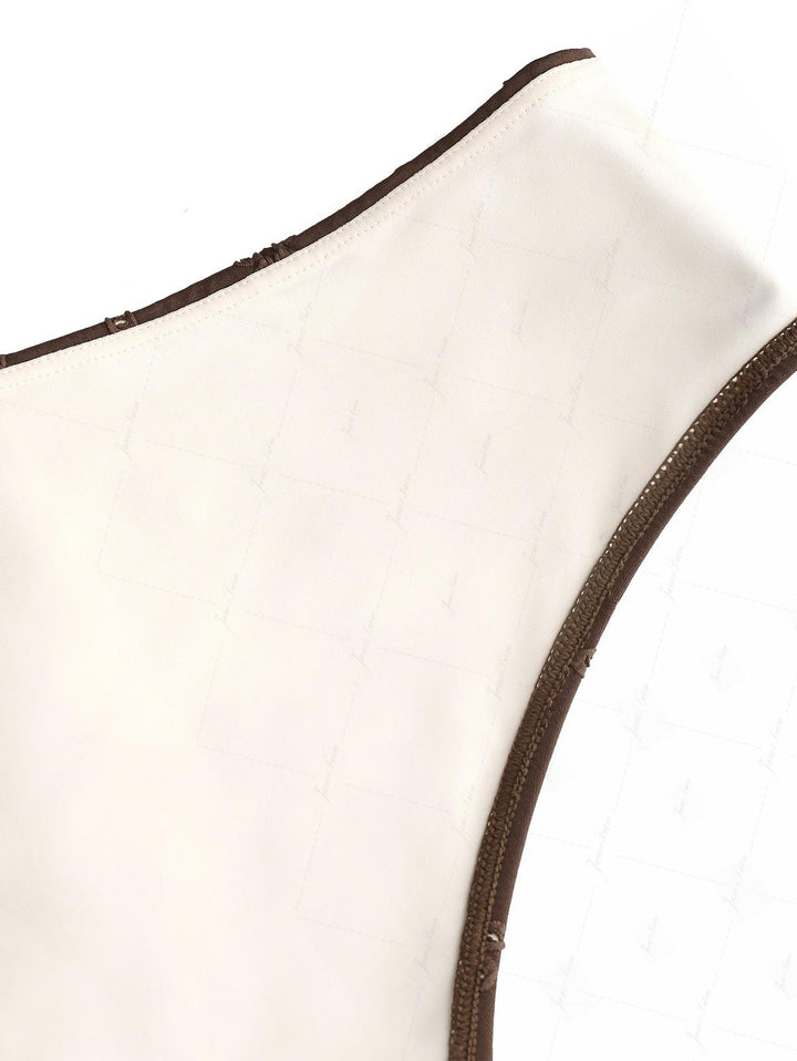 Deep Coffee Recycled Fabric Eyelet Jacquard Lace Up Bikini Bottom