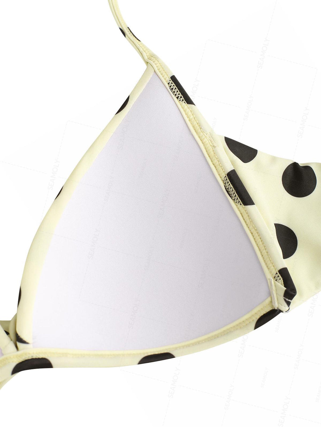 Seamolly Polka Dot Crisscross Twist Gathering & Support Triangle Brazilian Bikini Set