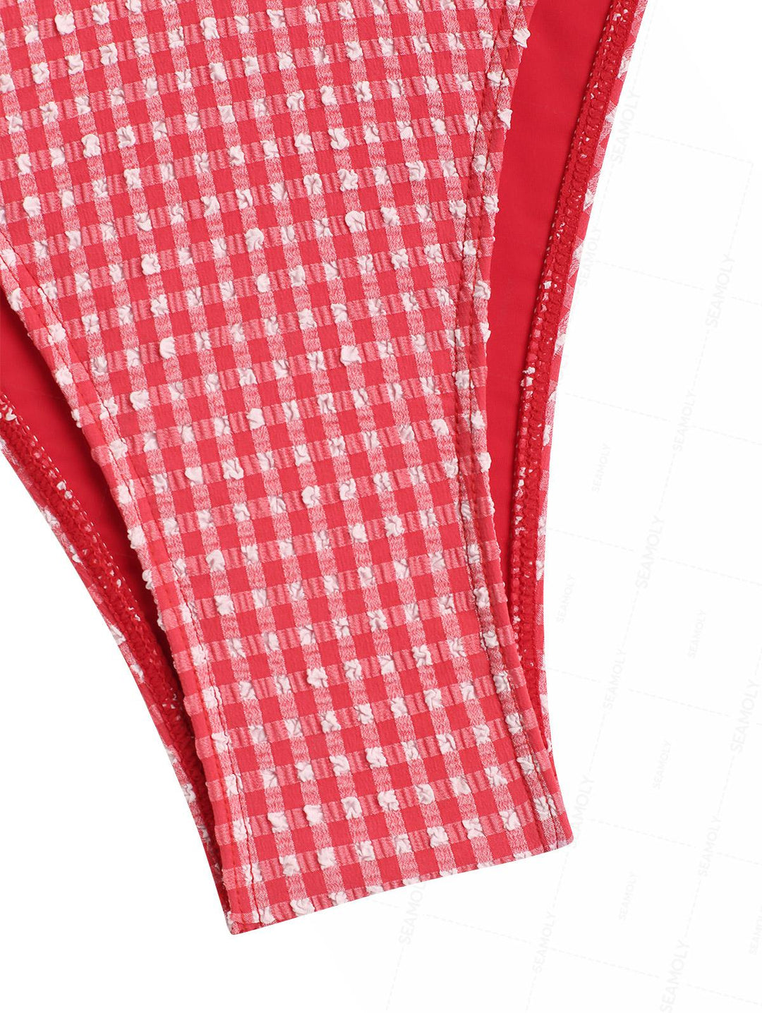 Seamolly Gingham Bowknot Lace Up Back Halter Tankini Set