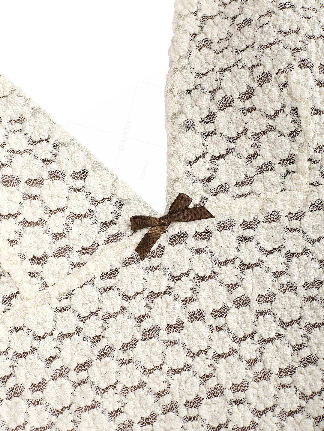 Seamolly Lace Jacquard Bowknot Lace Up Back Halter Tankini Set