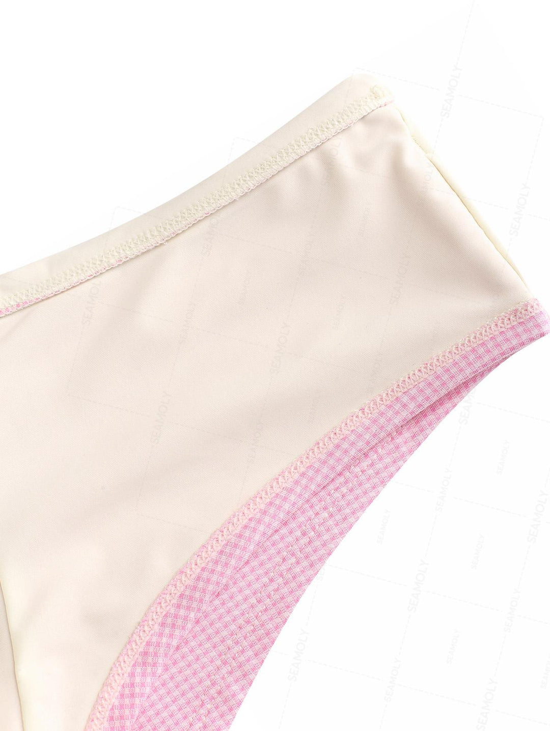 Seamolly Gingham Bowknot Foldover Swim Bottom Bikini Boyshorts