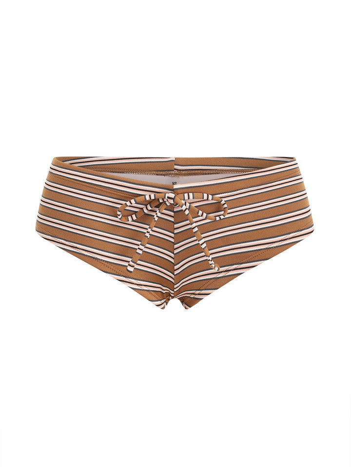 Seamolly Striped Ribbed Bowknot Swim Bottom Bikini Boyshorts