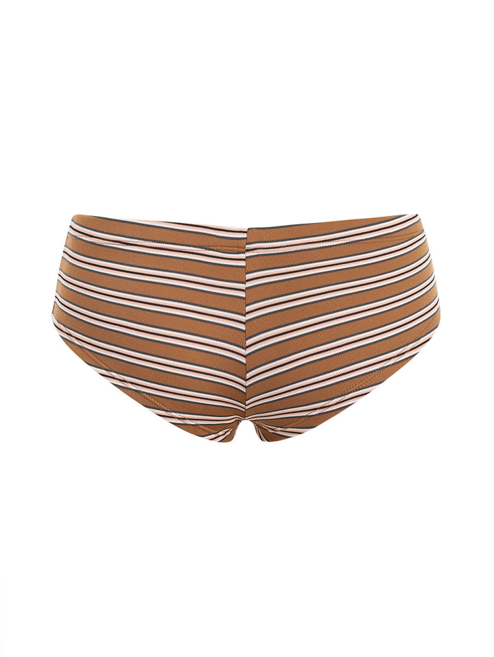 Seamolly Striped Ribbed Bowknot Swim Bottom Bikini Boyshorts