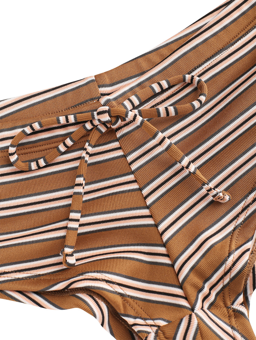 Seamolly Striped Ribbed Bowknot Swim Bottom Bikini Boyshorts