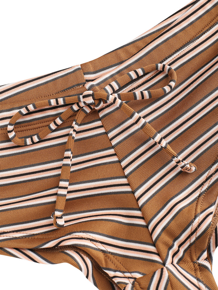 Seamolly Striped Ribbed Bowknot Swim Bottom Bikini Boyshorts