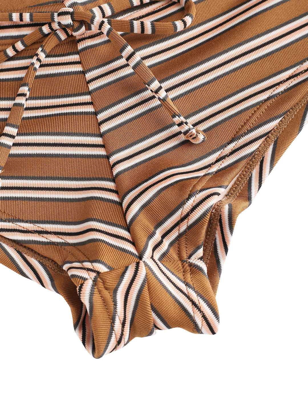 Seamolly Striped Ribbed Bowknot Swim Bottom Bikini Boyshorts