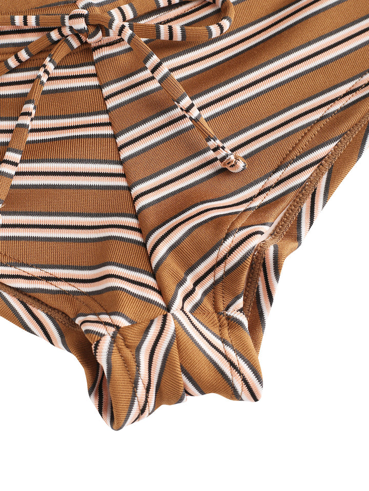 Seamolly Striped Ribbed Bowknot Swim Bottom Bikini Boyshorts