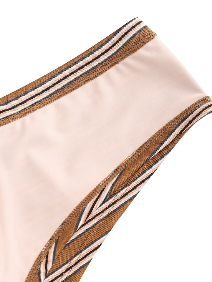 Seamolly Striped Ribbed Bowknot Swim Bottom Bikini Boyshorts