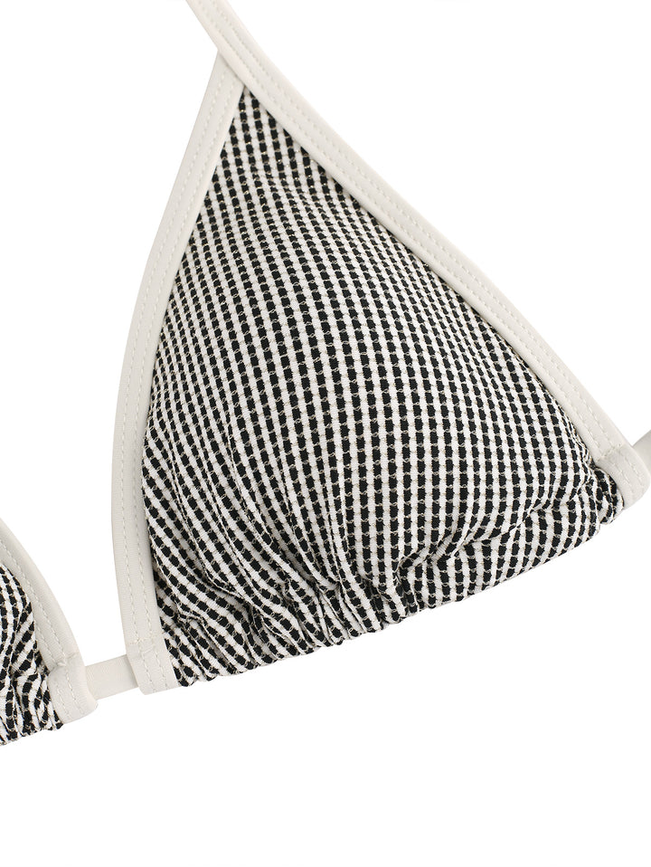 Seamolly Metallic Gold Yarn Peplum Contrast Binding Skirtini Bikini Set