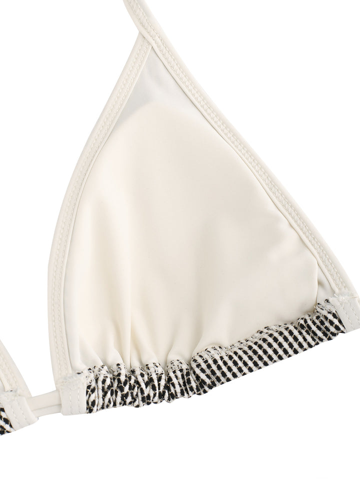 Seamolly Metallic Gold Yarn Peplum Contrast Binding Skirtini Bikini Set