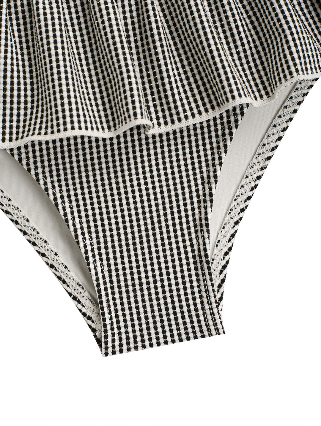 Seamolly Metallic Gold Yarn Peplum Contrast Binding Skirtini Bikini Set