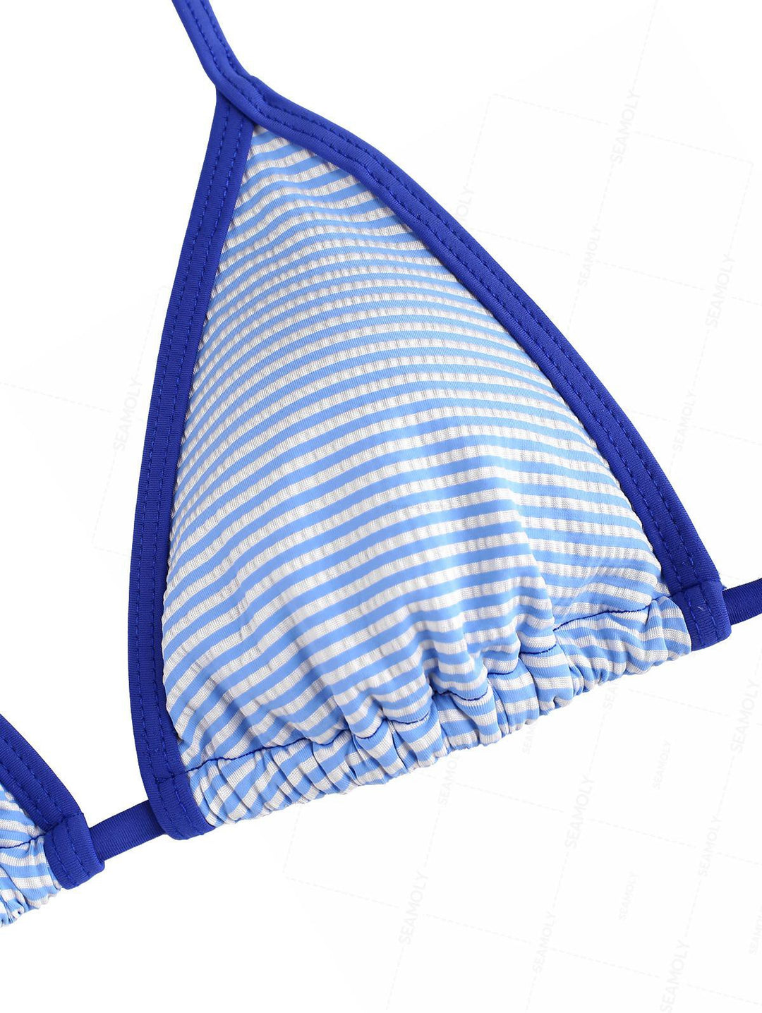 Seamolly Striped Smocked Ruffles Contrast Binding Skirtini Bikini Set