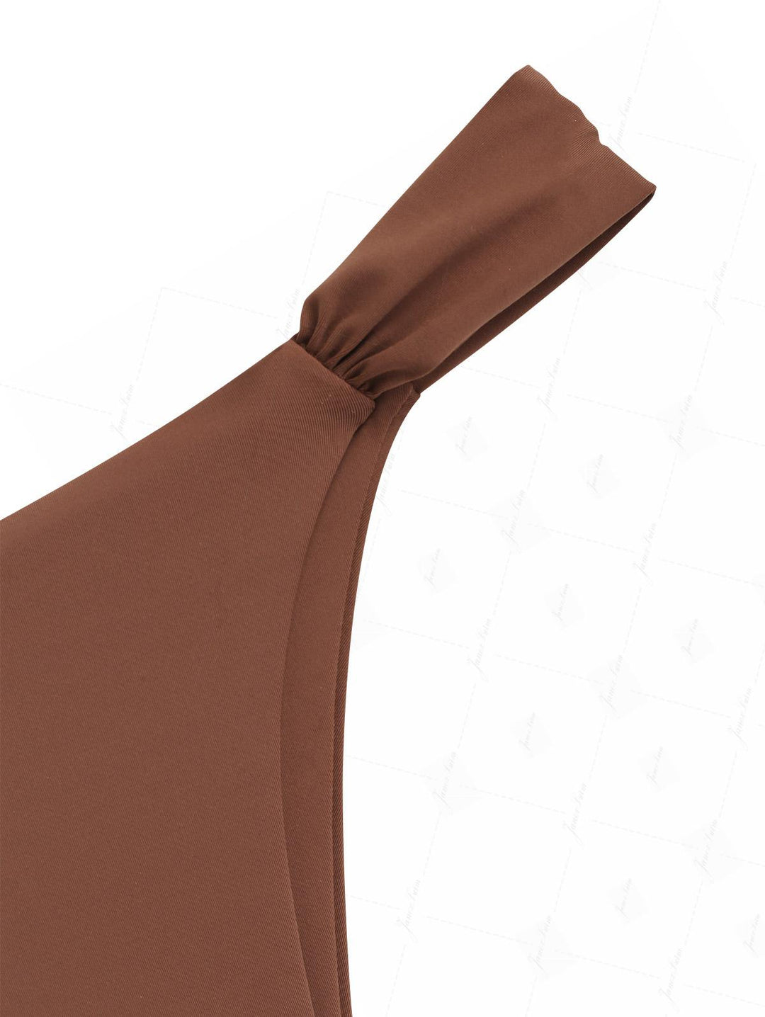 Brown Solid Color Ruched Side High Leg Bikini Bottom