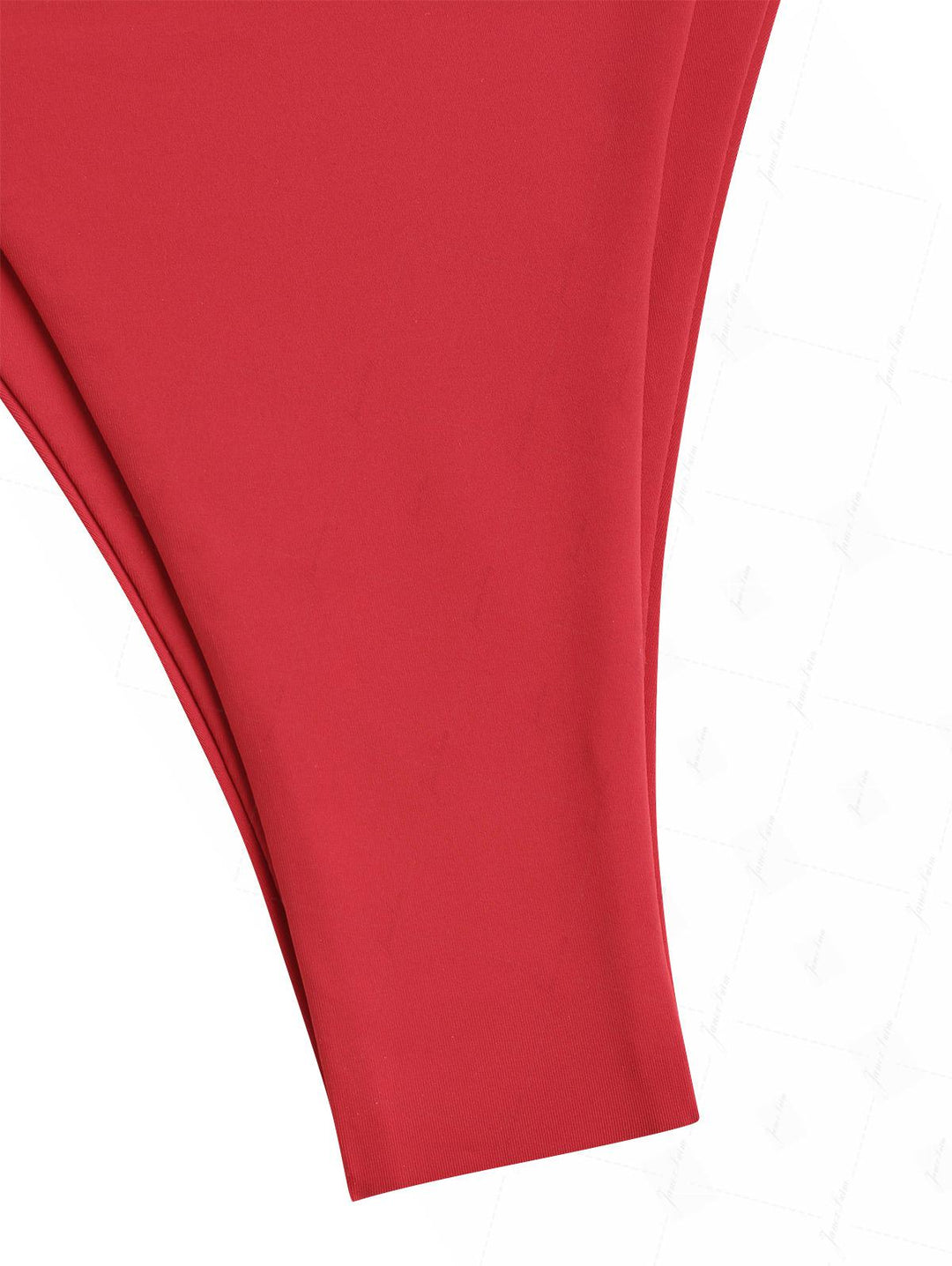 Red Solid Color Ruched Side High Leg Bikini Bottom