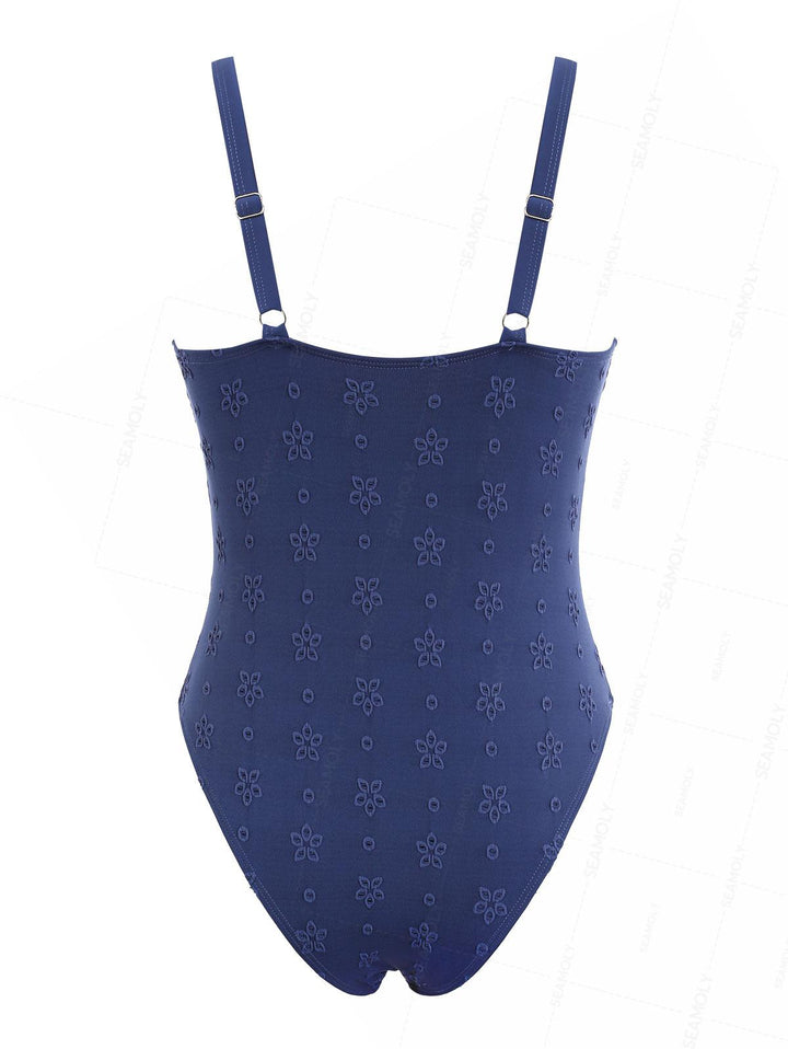 Seamolly Recycled Fabric Jacquard Cutout Tie One-piece Swimsuit