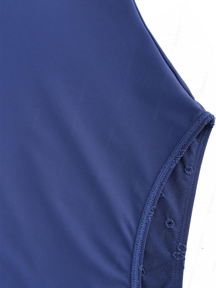 Seamolly Recycled Fabric Jacquard Cutout Tie One-piece Swimsuit