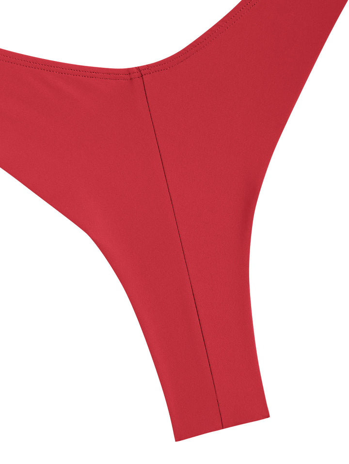 Seamolly Sexy Solid Color Ruched Underwire Push Up Bikini Set