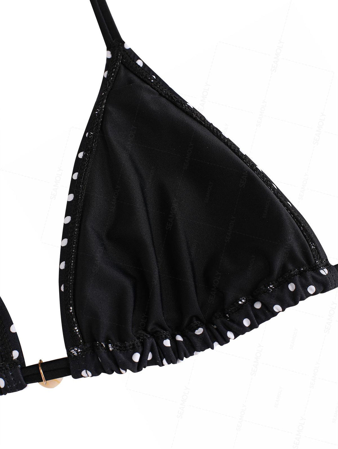 Seamolly Polka Dot Shell Decor Cinched Tied Hipster Bikini Set
