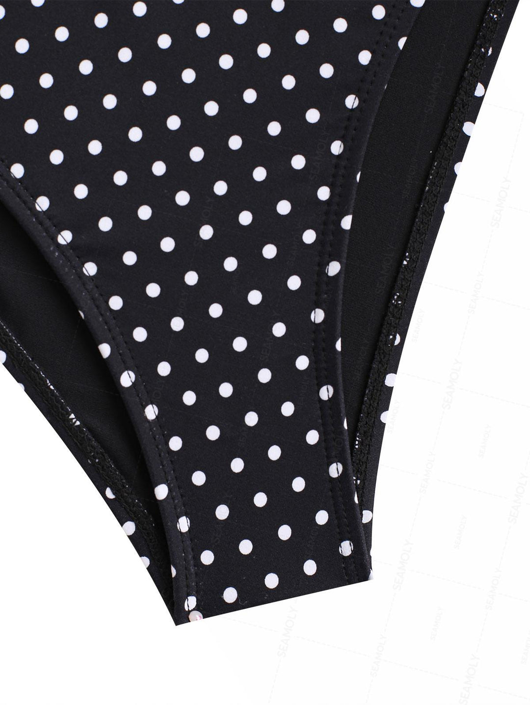 Seamolly Polka Dot Shell Decor Cinched Tied Hipster Bikini Set