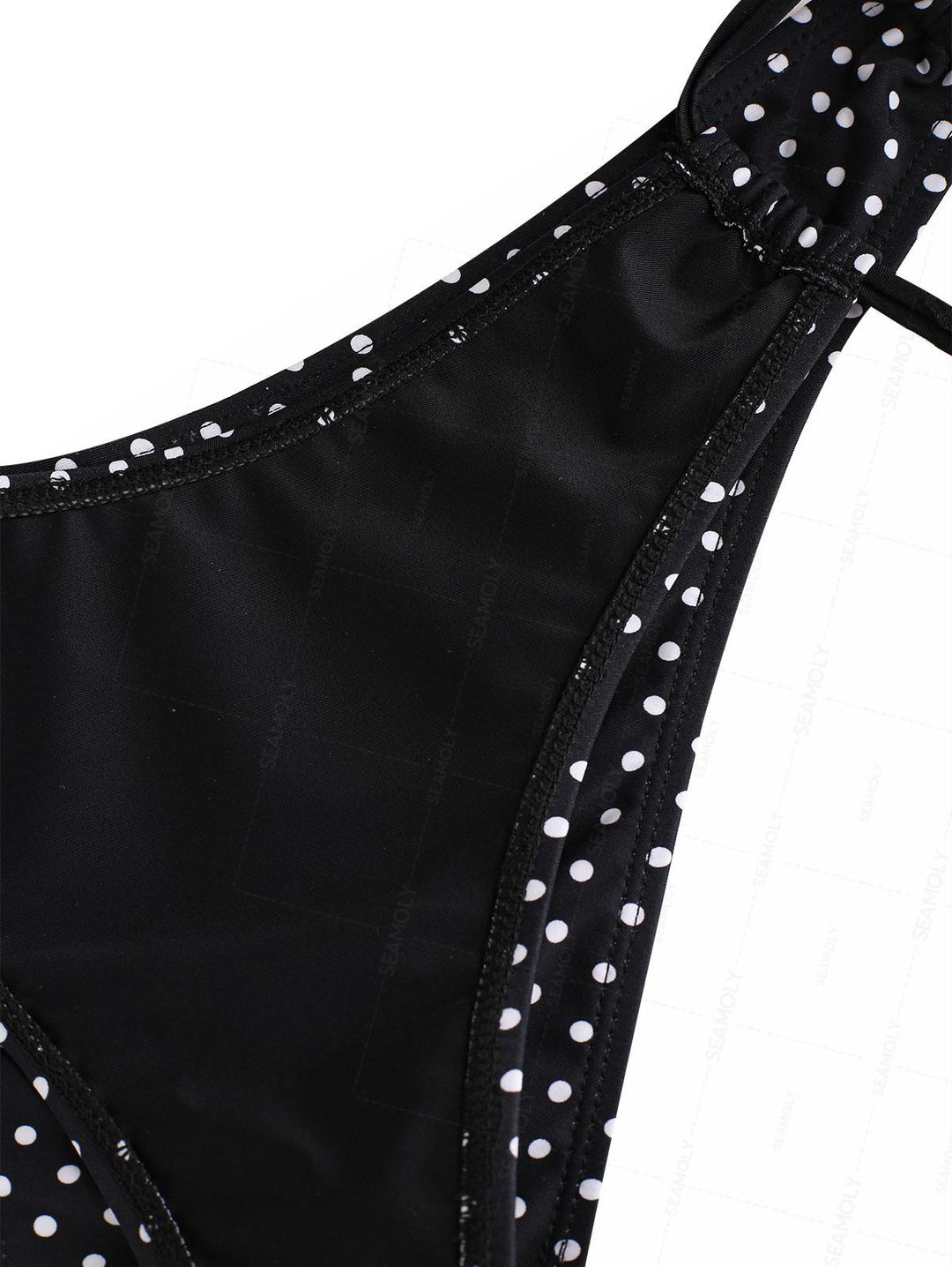 Seamolly Polka Dot Shell Decor Cinched Tied Hipster Bikini Set