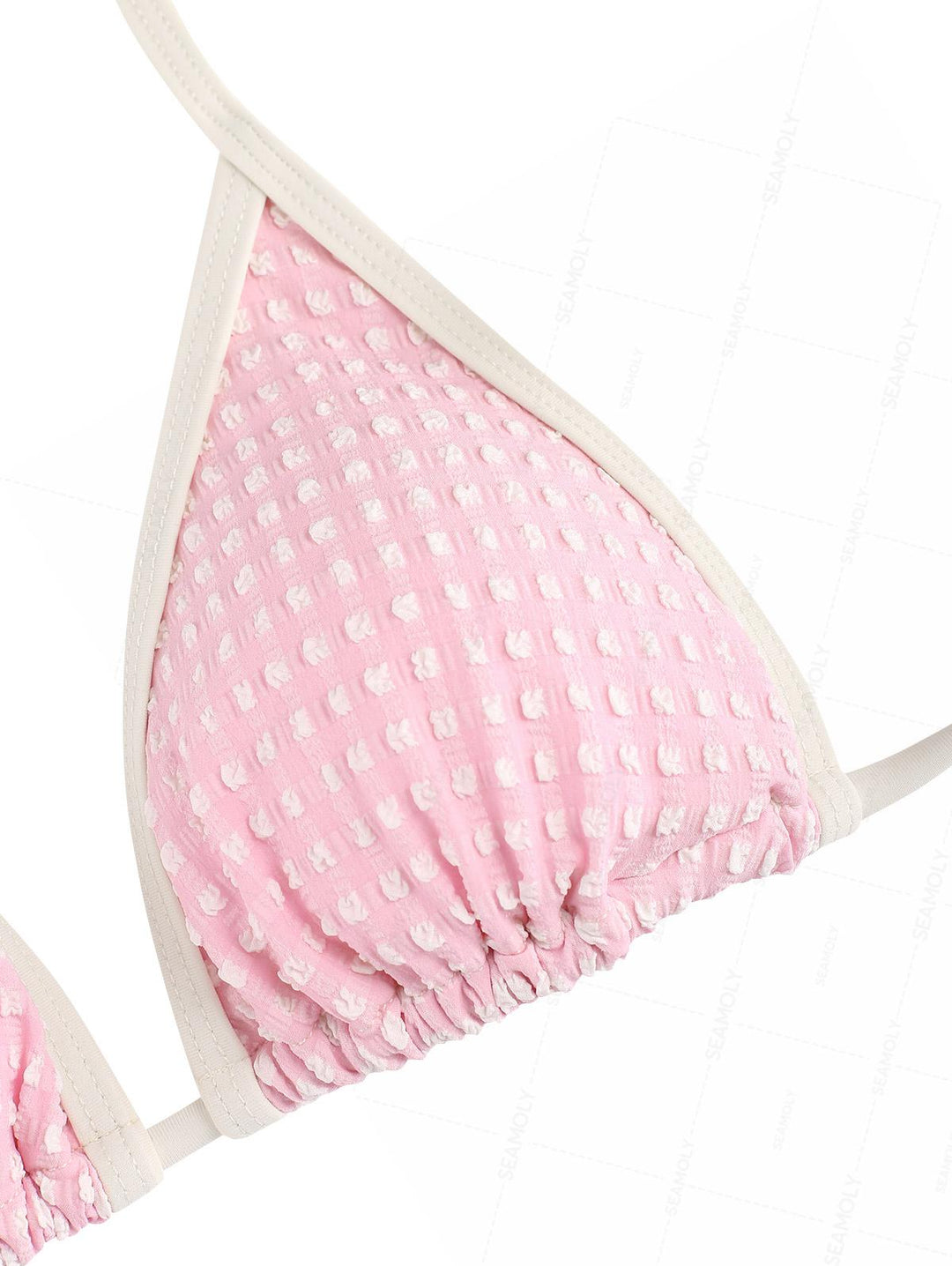 Seamolly Vintage Gingham Textured Grommet Lace Up Full Coverage Bikini Set