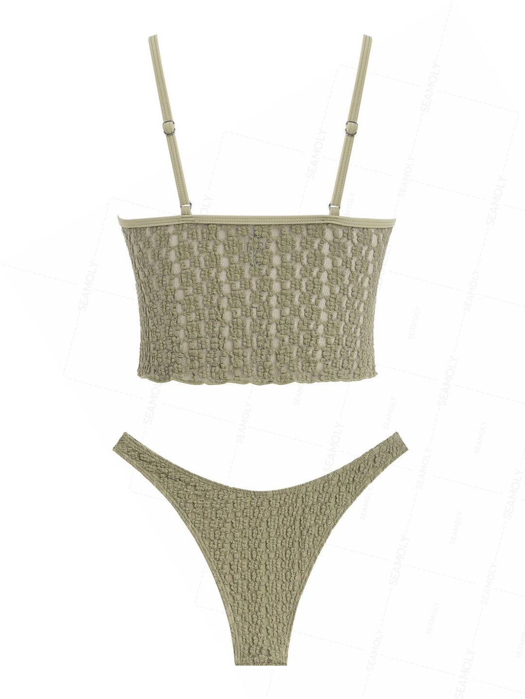 Seamolly Lace Jacquard Plunging Neck Tankini Set