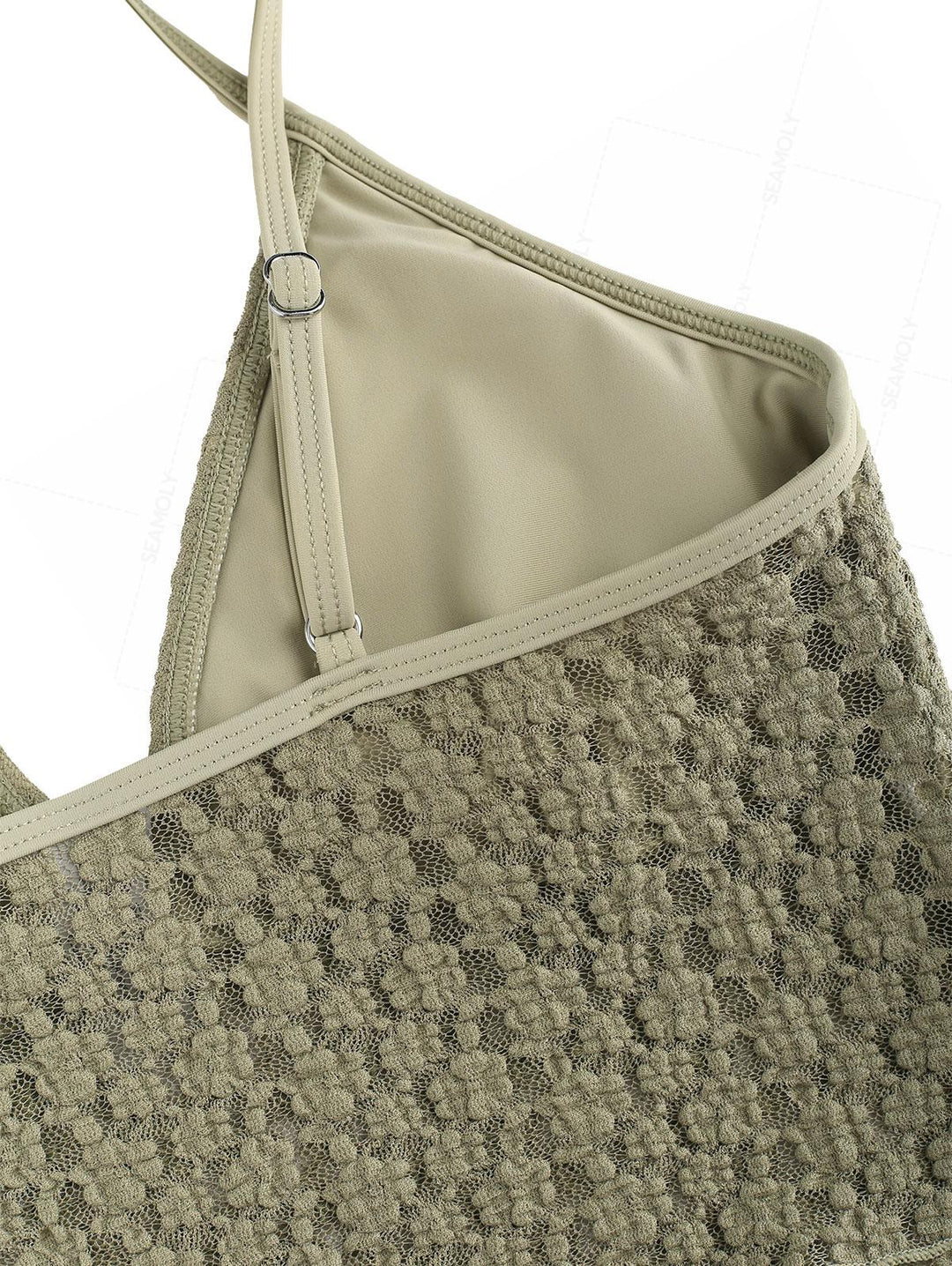 Seamolly Lace Jacquard Plunging Neck Tankini Set