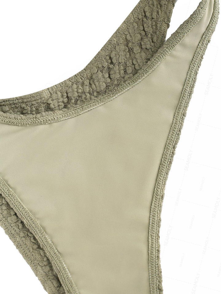 Seamolly Lace Jacquard Plunging Neck Tankini Set