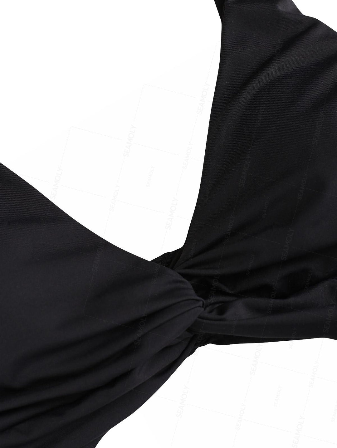 Seamolly Solid Color Twisted Cutout Ruched Tummy Control One-piece Swimsuit