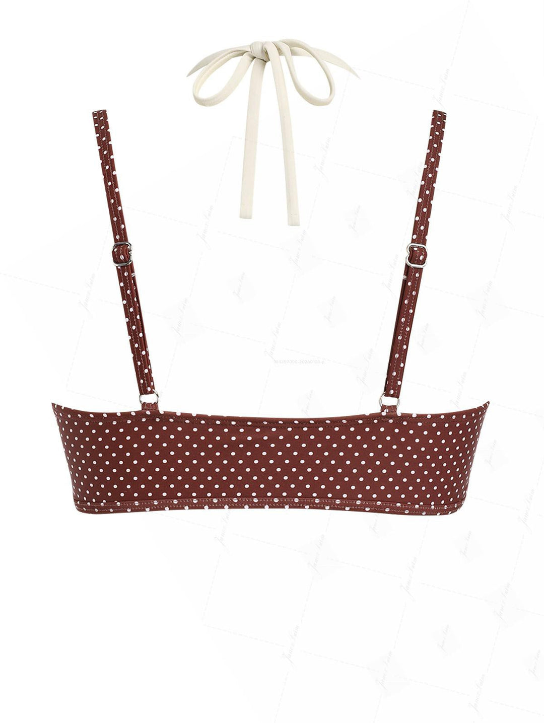 Brown Polka Dot Print Double Layer Bikini Top