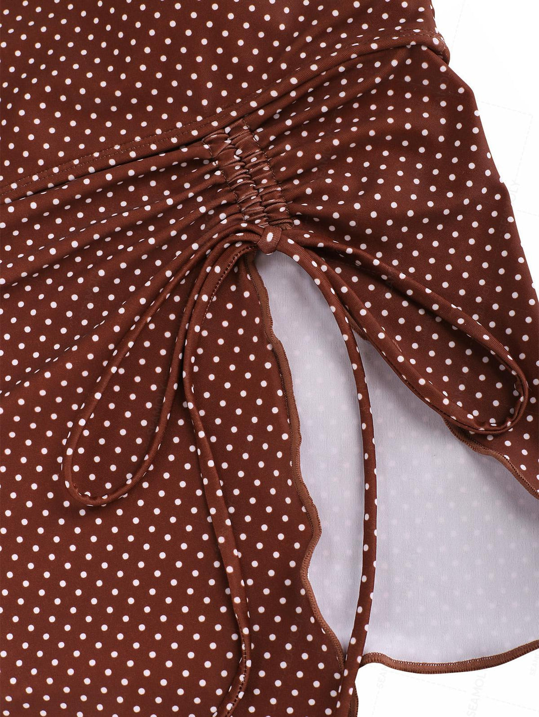 Seamolly Polka Dot Asymmetrical Hem Cinched Cheeky Cami Tankini Set